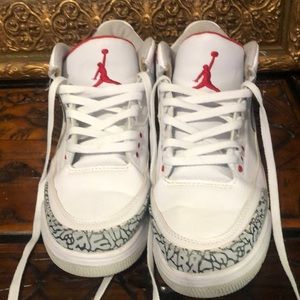 Jordan 3 Retro Red & White Rare, sz 8.5.